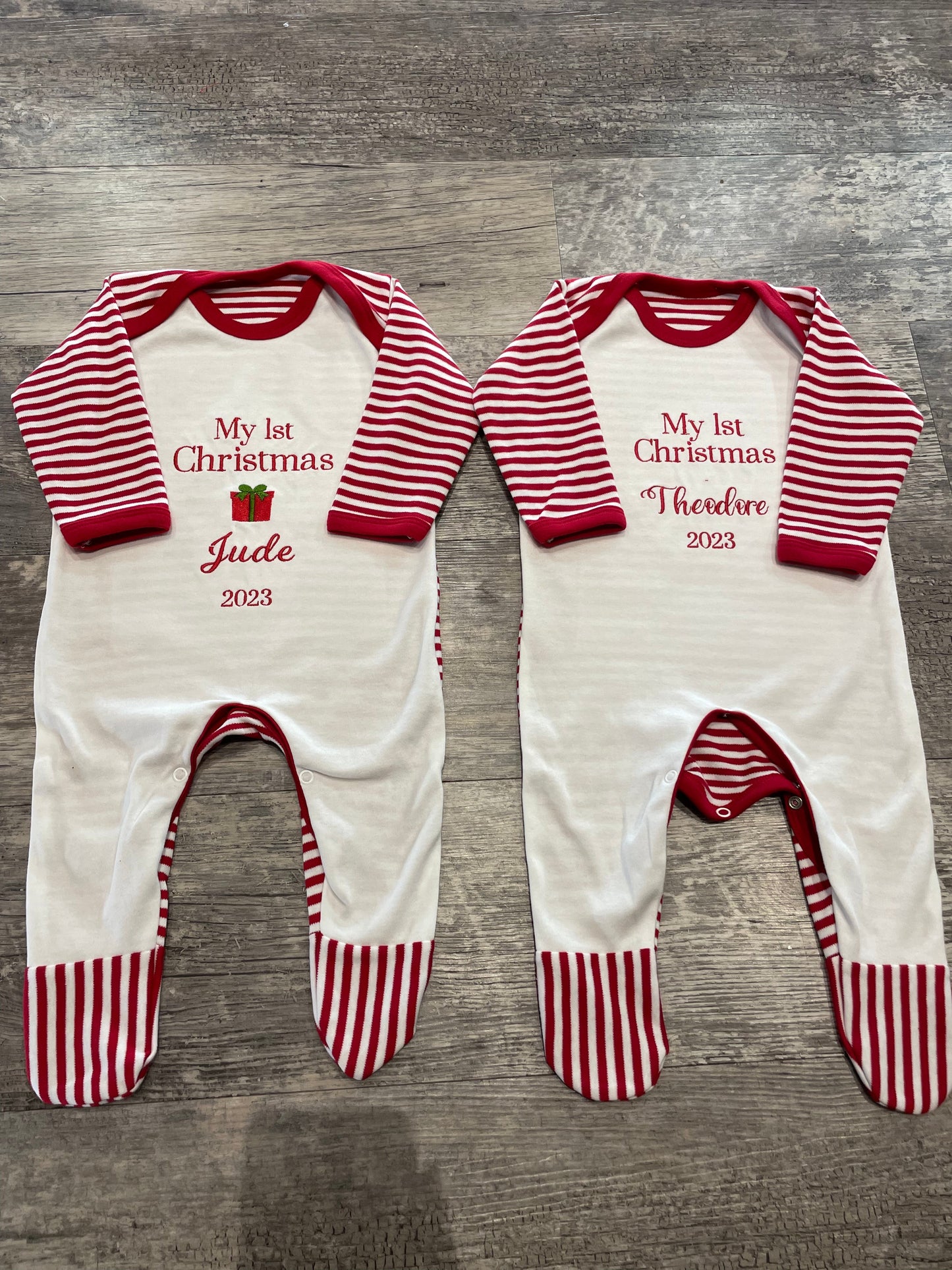 Personalised Christmas sleepsuits