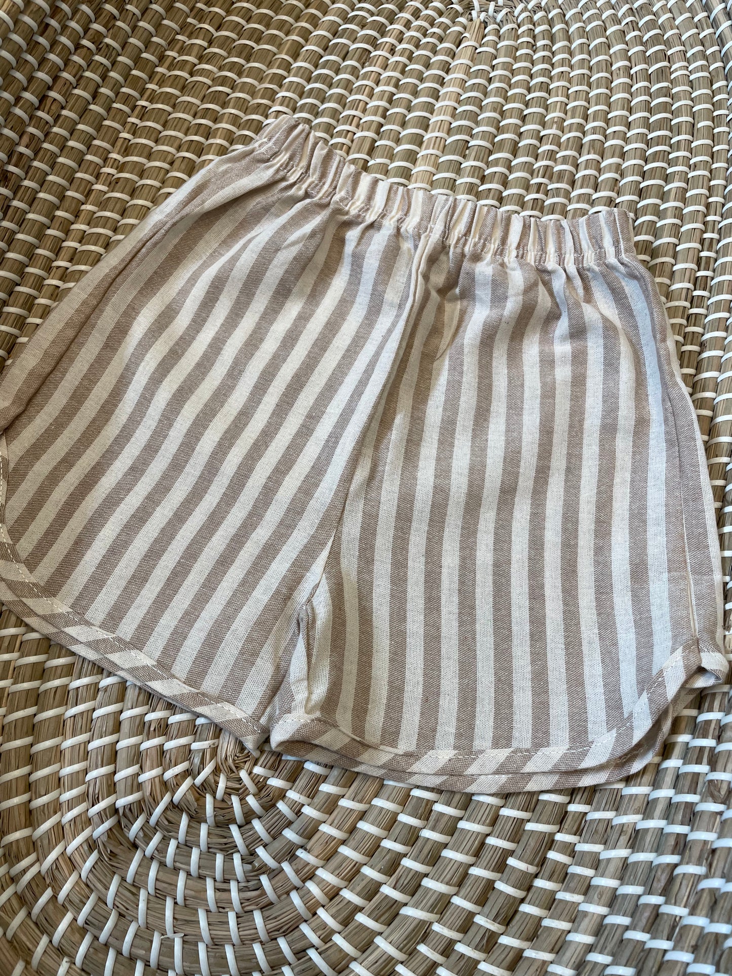 The striped beige shorts