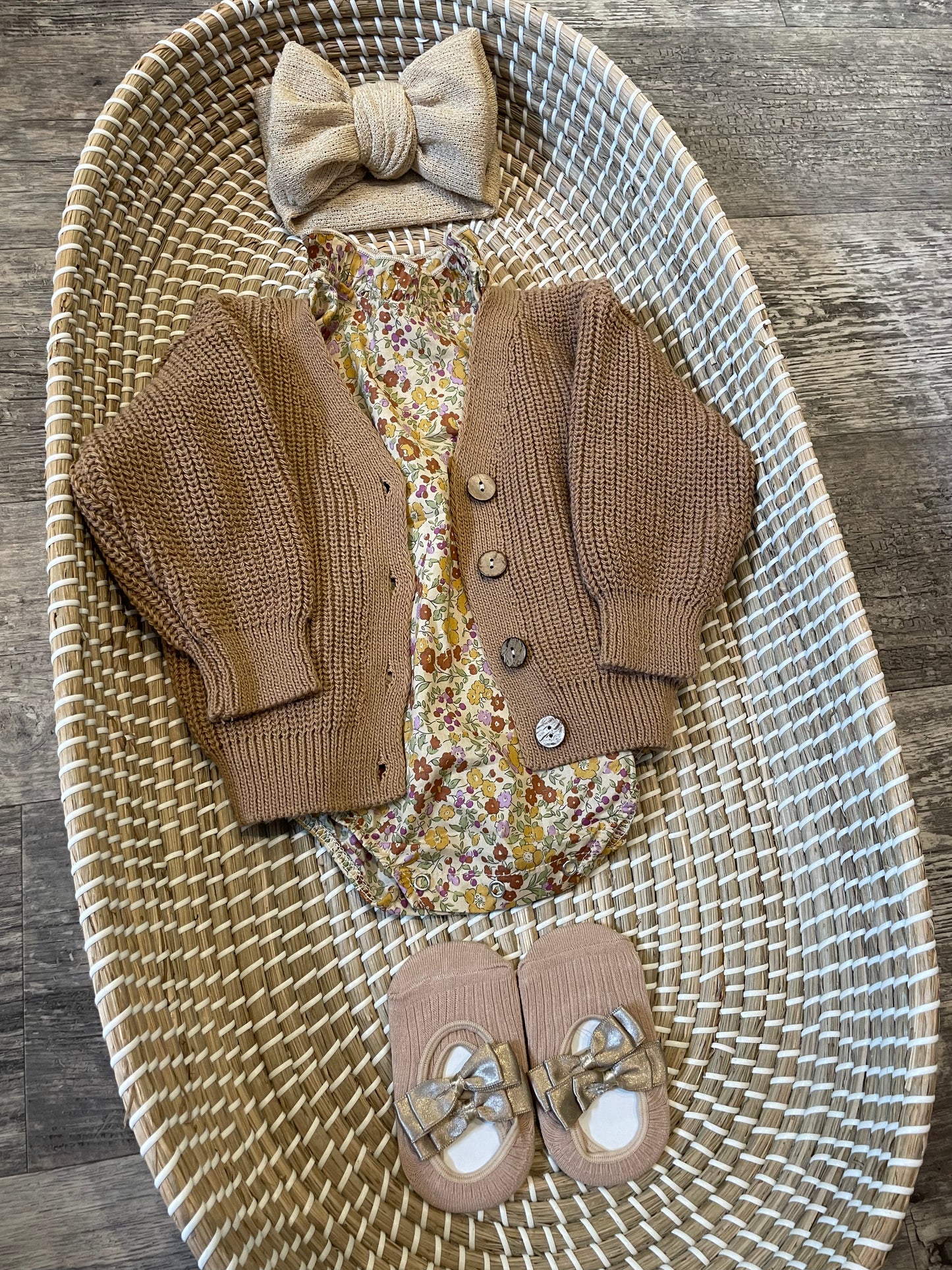 Chocolate hand knitted cardigan