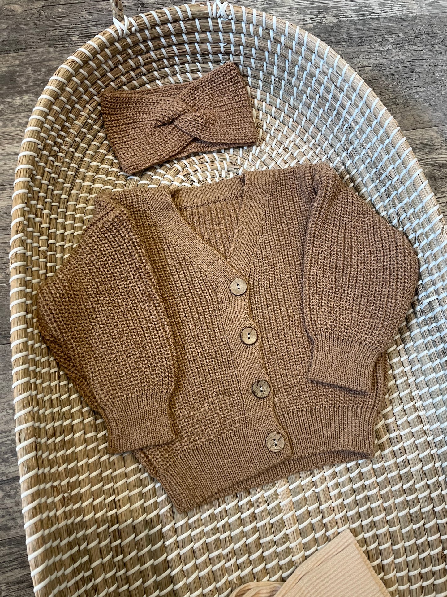 Chocolate hand knitted cardigan