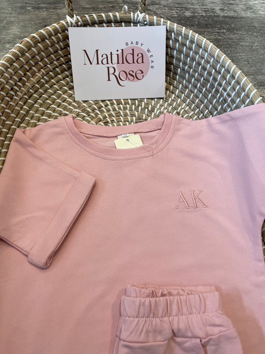 Personalised Pink t-shirt & shorts set