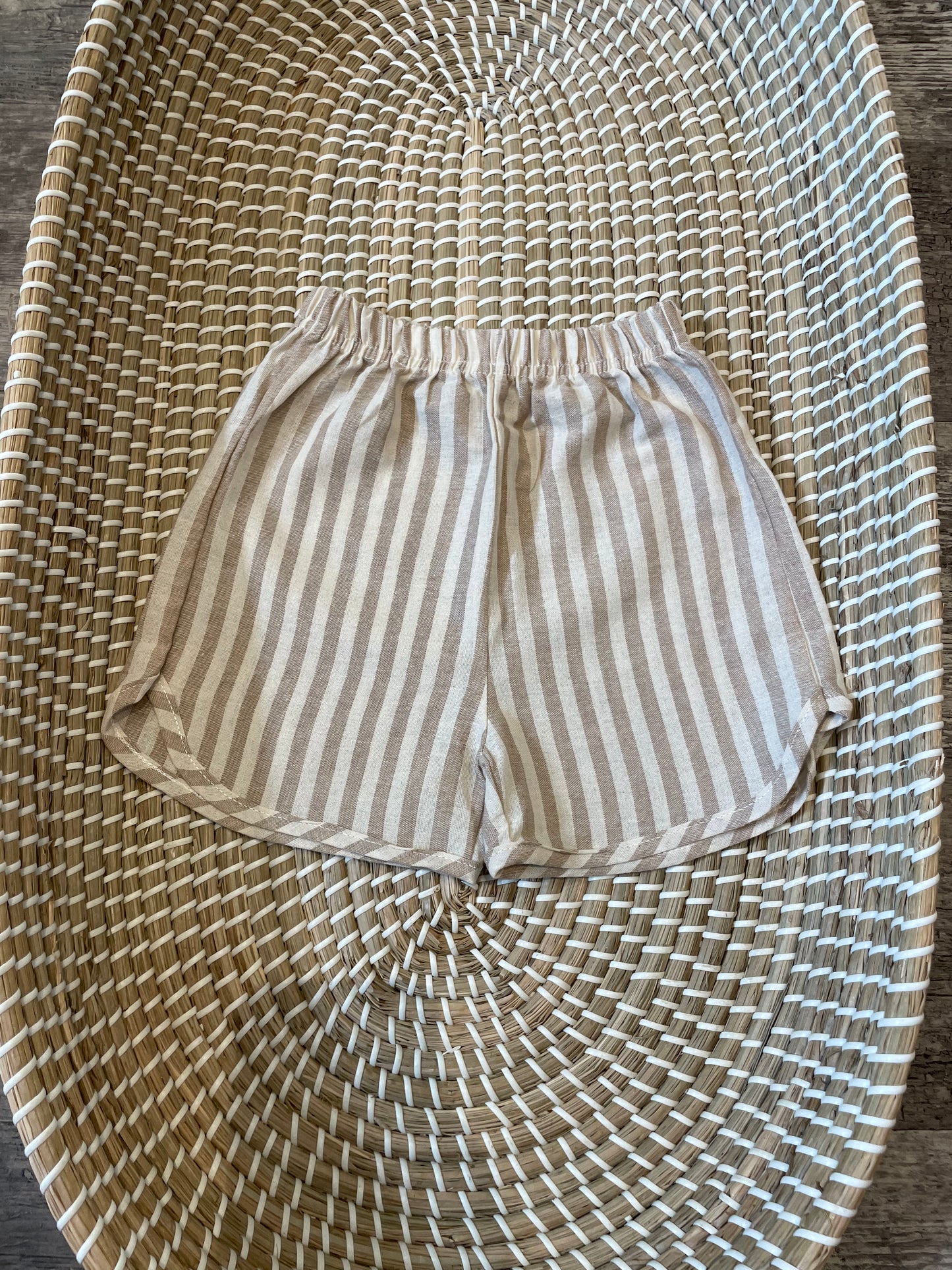 The striped beige shorts