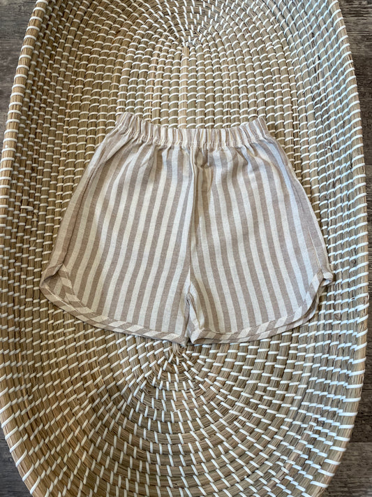 The striped beige shorts