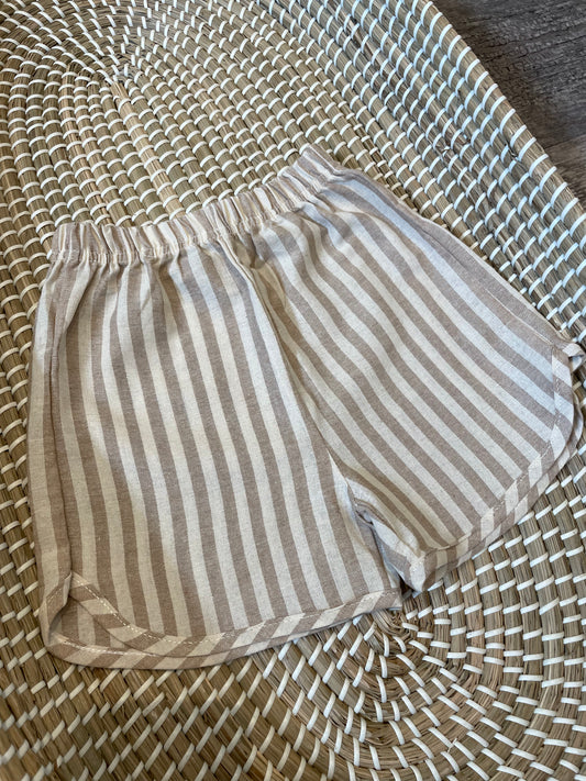 The striped beige shorts