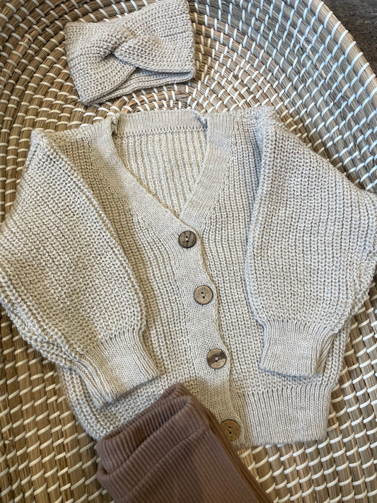 Grey/light Beige hand knitted cardigans