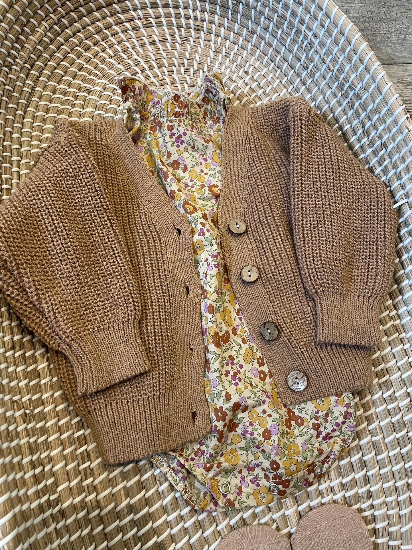 Chocolate hand knitted cardigan