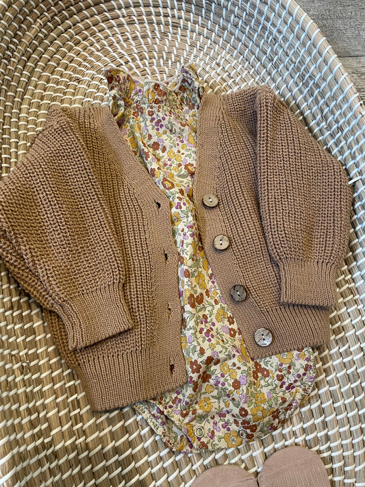 Chocolate hand knitted cardigan