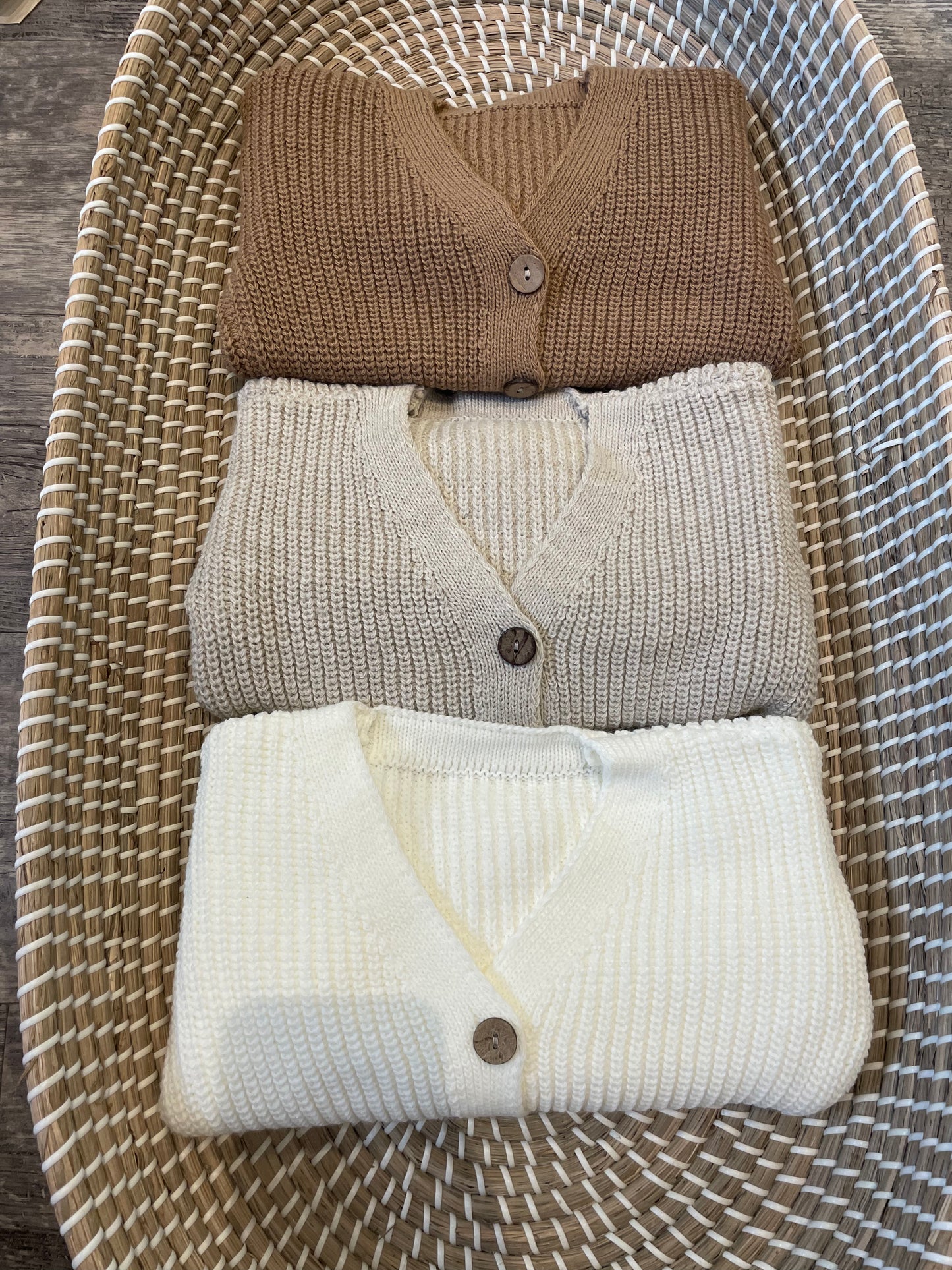 Grey/light Beige hand knitted cardigans