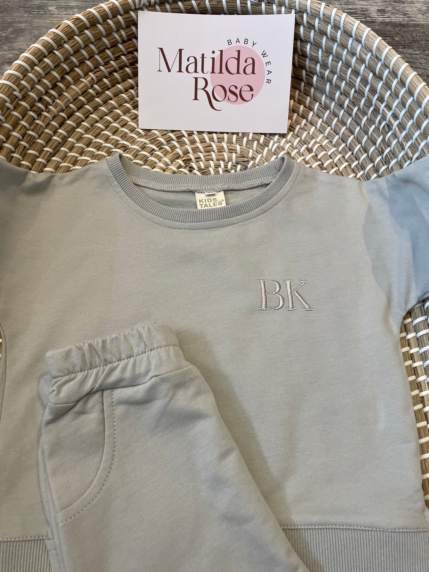 Personalised stone T-shirt and shorts