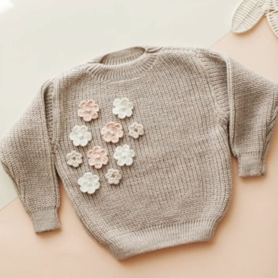 Hand knitted grey/beige jumper