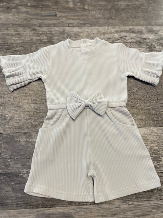 Ribbed bow romper