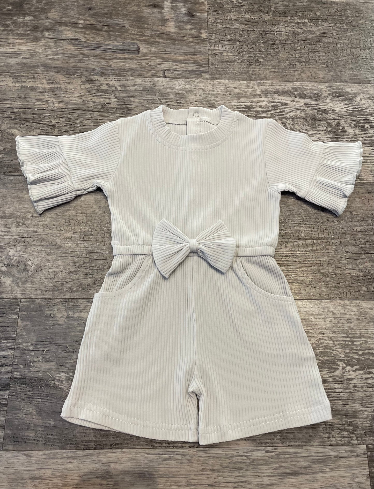 Ribbed bow romper