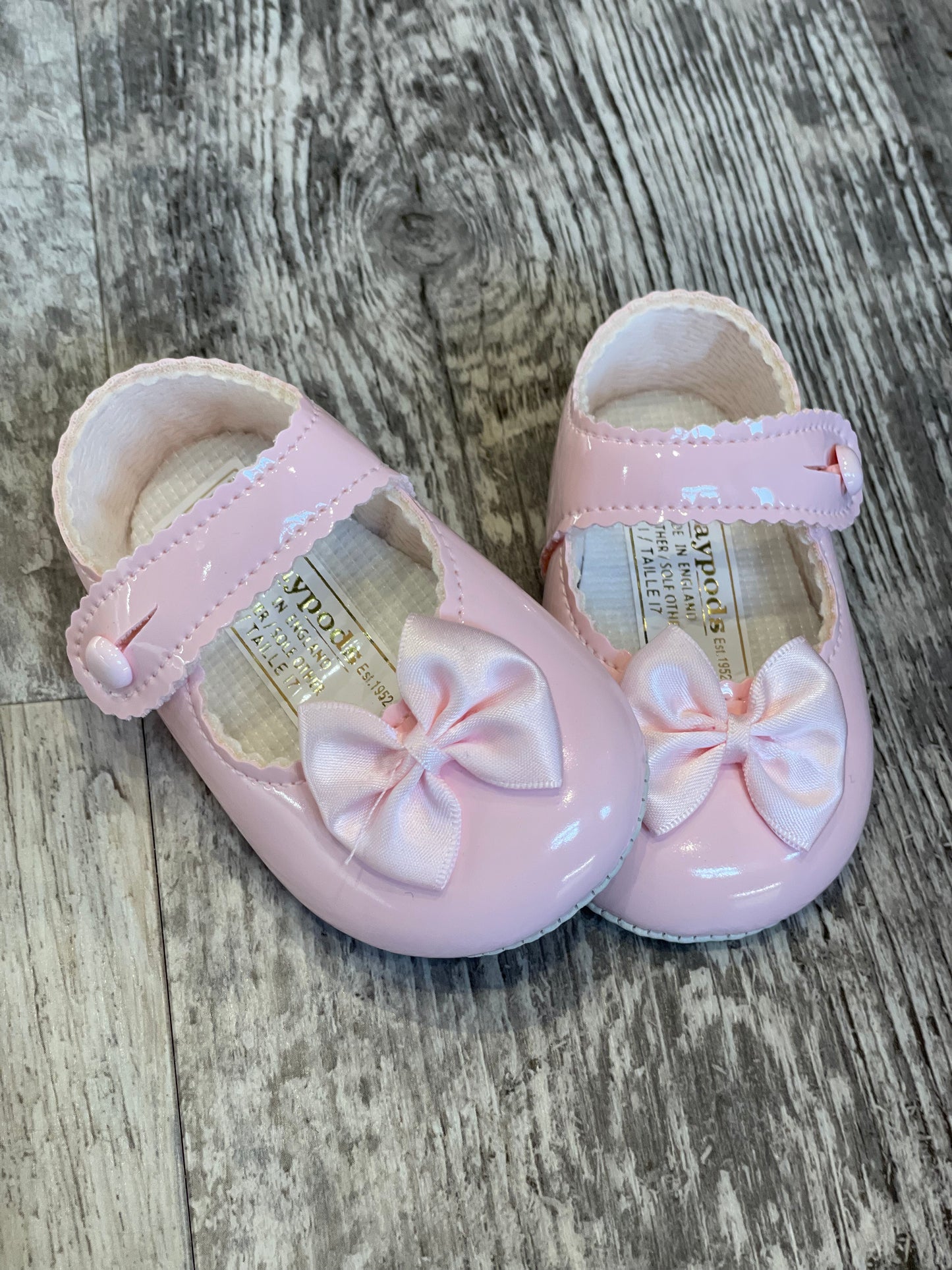 Pink Bow pram shoes