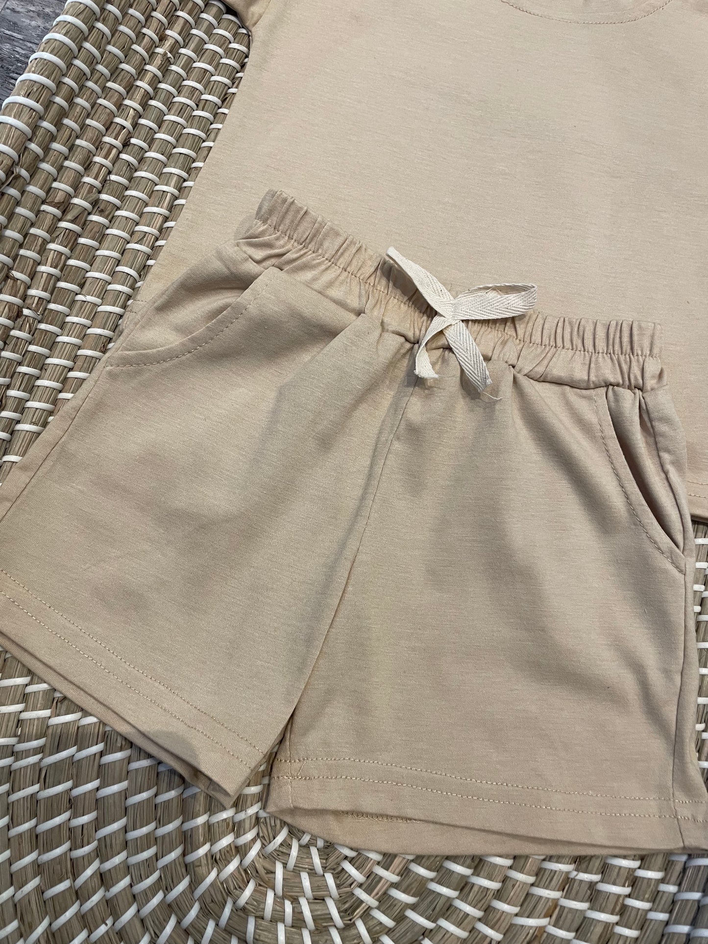Personalised beige shorts set