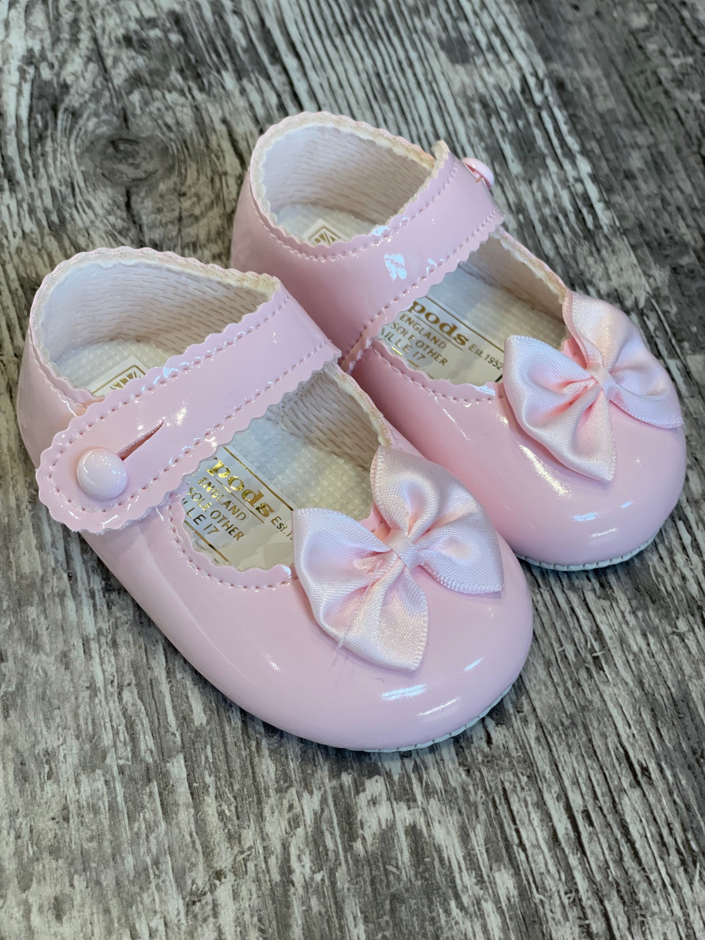 Pink Bow pram shoes