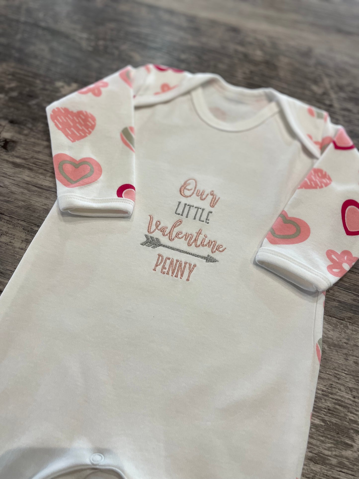 Personalised valentines sleepsuits